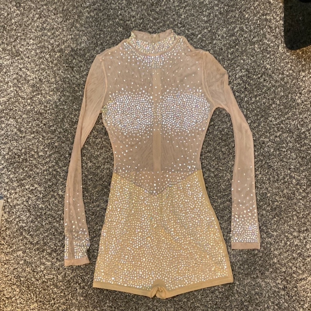 Rhinestone sheer romper
